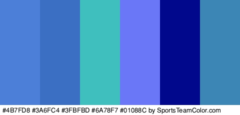 #4B7FD8 #3A6FC4 #3FBFBD #6A78F7 #01088C #3B86B5 Colors