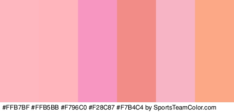 #FFB7BF #FFB5BB #F796C0 #F28C87 #F7B4C4 #FCA785 Colors