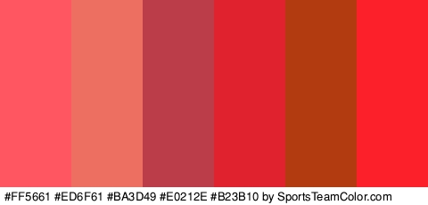 #FF5661 #ED6F61 #BA3D49 #E0212E #B23B10 #FC202B Colors