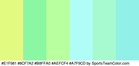 #E1F981 #8CF7A2 #B8FFA0 #AEFCF4 #A7F9CD #91F2E8 Colors