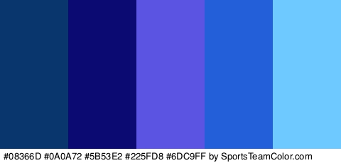 #08366D #0A0A72 #5B53E2 #225FD8 #6DC9FF Colors