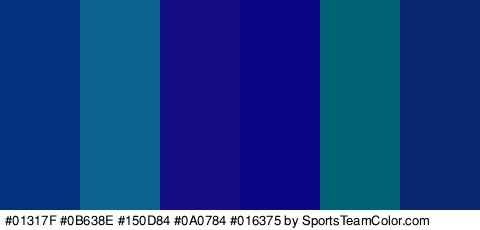 #01317F #0B638E #150D84 #0A0784 #016375 #0B2670 Colors