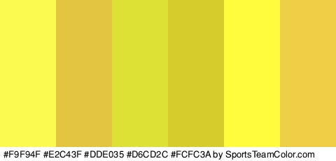 #F9F94F #E2C43F #DDE035 #D6CD2C #FCFC3A #EDCE44 Colors