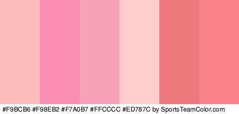 #F9BCB6 #F98EB2 #F7A0B7 #FFCCCC #ED787C #F98189 Colors