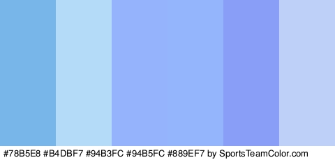 #78B5E8 #B4DBF7 #94B3FC #94B5FC #889EF7 #BED0F7 Colors