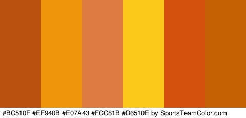 #BC510F #EF940B #E07A43 #FCC81B #D6510E #C46003 Colors