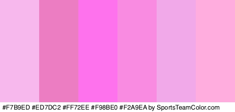 #F7B9ED #ED7DC2 #FF72EE #F98BE0 #F2A9EA #FFADDF Colors