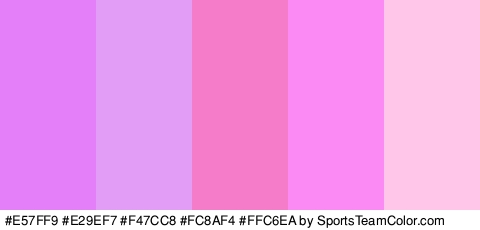 #E57FF9 #E29EF7 #F47CC8 #FC8AF4 #FFC6EA Colors