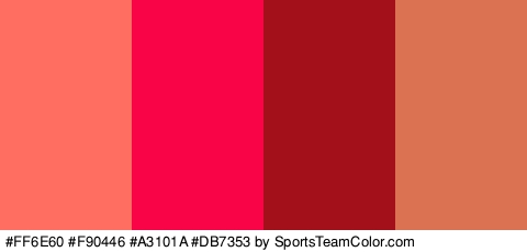 #FF6E60 #F90446 #A3101A #DB7353 Colors