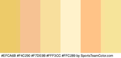 #EFCA6B #F4C290 #F7DE9B #FFF3CC #FFC289 #F9E49D Colors