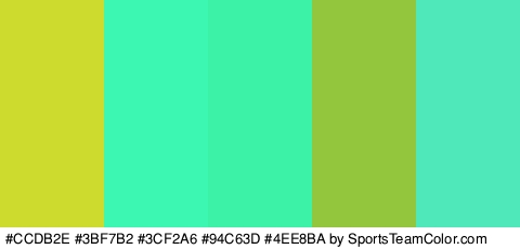 #CCDB2E #3BF7B2 #3CF2A6 #94C63D #4EE8BA Colors