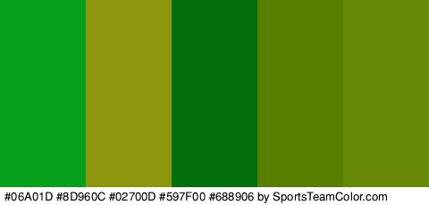 #06A01D #8D960C #02700D #597F00 #688906 Colors