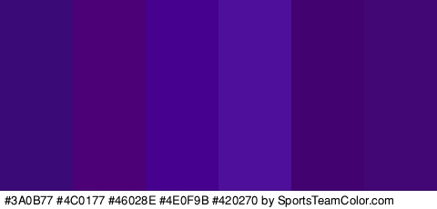 #3A0B77 #4C0177 #46028E #4E0F9B #420270 #430775 Colors