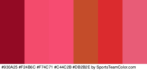 #930A25 #F24B6C #F74C71 #C44C2B #DB2B2E #E85C78 Colors