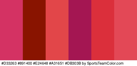 #D33263 #891400 #E24648 #A31651 #DB303B #E24855 Colors