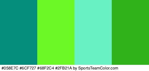 #058E7C #6CF727 #68F2C4 #2FB21A Colors