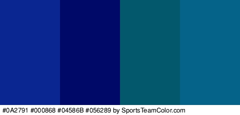 #0A2791 #000868 #04586B #056289 Colors