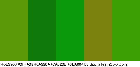 #5B9906 #0F7A09 #0A990A #7A820D #3BA004 Colors