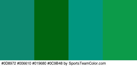 #0D8972 #006610 #019680 #0C9B48 Colors