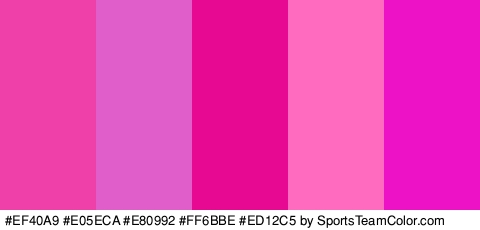 #EF40A9 #E05ECA #E80992 #FF6BBE #ED12C5 Colors