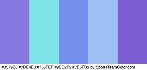 #8579E0 #7DE4E8 #758FEF #9BC2F2 #7E5FD3 Colors