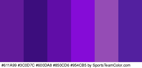 #611A99 #3C0D7C #600DA8 #850CD6 #954CB5 #5320A0 Colors