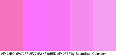 #F473BC #FA72FF #F774F2 #F48BED #F49FEF Colors