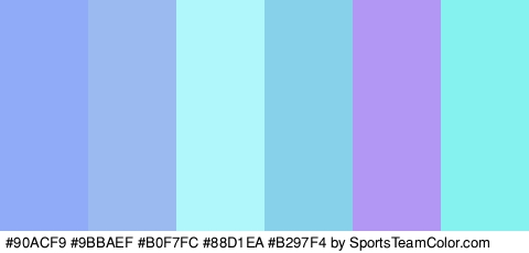 #90ACF9 #9BBAEF #B0F7FC #88D1EA #B297F4 #85F2F0 Colors