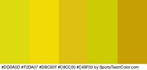 #DDDA0D #F2DA07 #DBC00F #C8CC00 #C69F03 Colors