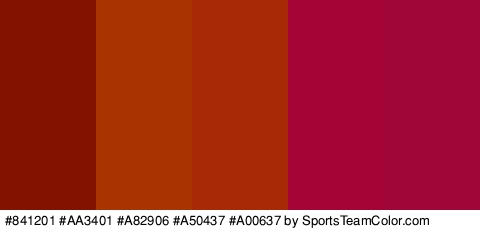 #841201 #AA3401 #A82906 #A50437 #A00637 Colors