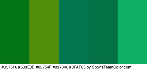 #037516 #538E0B #03754F #037046 #0FAF65 Colors