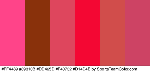 #FF4489 #89310B #DD465D #F40732 #D14D4B #CC4363 Colors