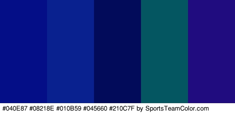 #040E87 #08218E #010B59 #045660 #210C7F Colors