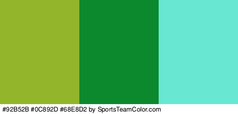 #92B52B #0C892D #68E8D2 Colors