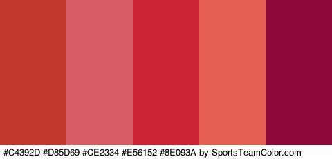 #C4392D #D85D69 #CE2334 #E56152 #8E093A Colors