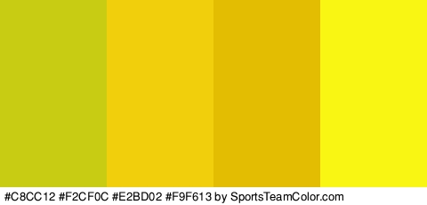 #C8CC12 #F2CF0C #E2BD02 #F9F613 Colors