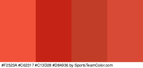 #F2523A #C62317 #C13D28 #D84936 Colors