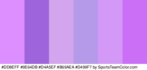 #DD8EFF #9E64DB #D4A5EF #B69AEA #D499F7 #CC6FF7 Colors