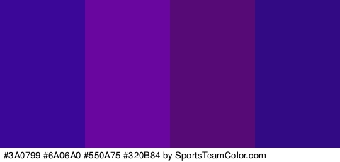 #3A0799 #6A06A0 #550A75 #320B84 Colors