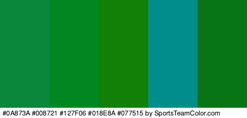 #0A873A #008721 #127F06 #018E8A #077515 Colors