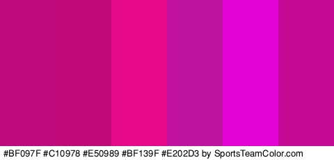 #BF097F #C10978 #E50989 #BF139F #E202D3 #C60994 Colors