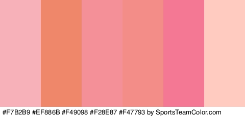 #F7B2B9 #EF886B #F49098 #F28E87 #F47793 #FFCABF Colors