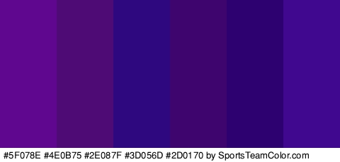 #5F078E #4E0B75 #2E087F #3D056D #2D0170 #40088E Colors