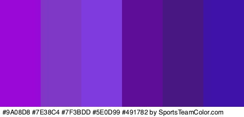 #9A08D8 #7E38C4 #7F3BDD #5E0D99 #491782 #3F12A8 Colors