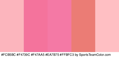 #FCB5BC #F4739C #F47AA5 #EA7B75 #FFBFC3 Colors