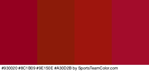 #930020 #8C1B09 #9E150E #A30D2B Colors