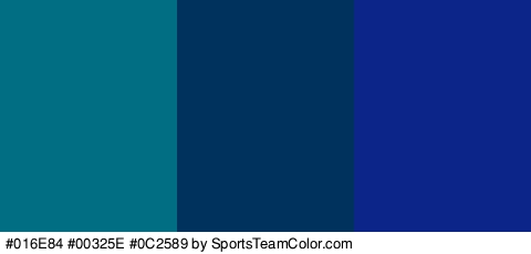 #016E84 #00325E #0C2589 Colors