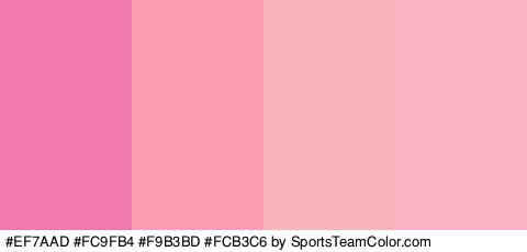 #EF7AAD #FC9FB4 #F9B3BD #FCB3C6 Colors