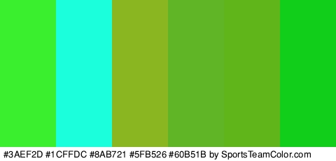 #3AEF2D #1CFFDC #8AB721 #5FB526 #60B51B #10CE1A Colors