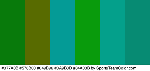 #077A0B #576B00 #049B96 #0A9B0D #04A08B #078C73 Colors